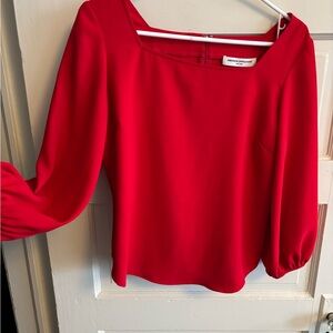 Amanda Uprichard Red Blouse with Bishop Sleeves Size M